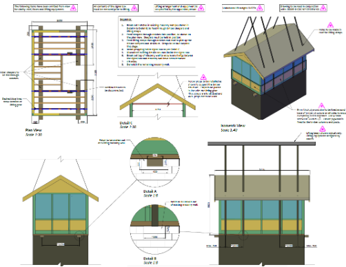 Drawing of the lifting sequence for Spooner Row Signal Box Demolition