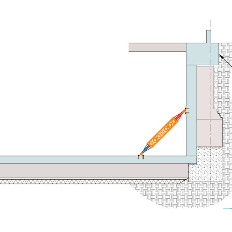 Drawing of a basic basement temporary works design
