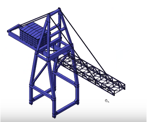 3D model of a container crane dismantling