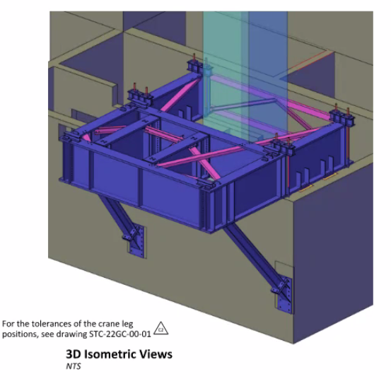3D drawing of a grillage tower crane foundation design