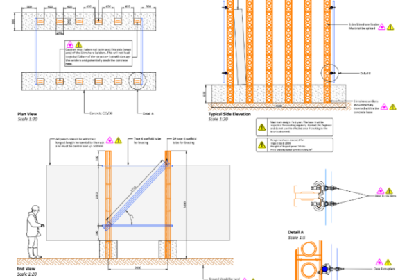 Drawing of proprietary toast rack used to demolish an LPS structure