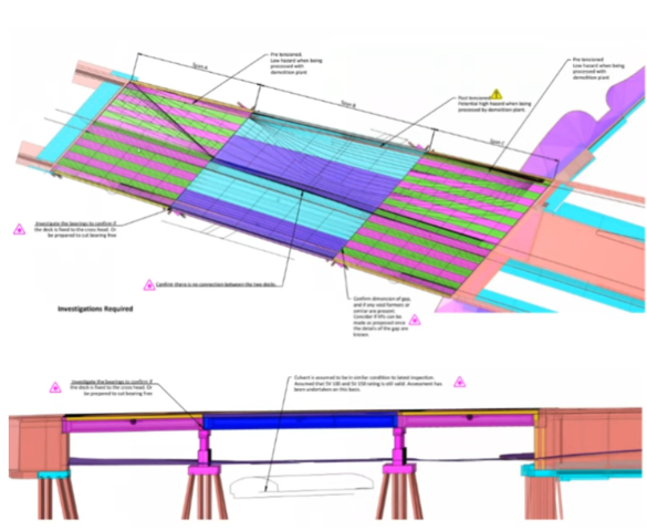 Drawing of the prestressed and post-tensioned elements of the Regent Street Flyover in central Leeds