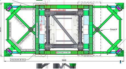 Technical drawing of a chocking frame used at One Leadenhall internal climbing crane