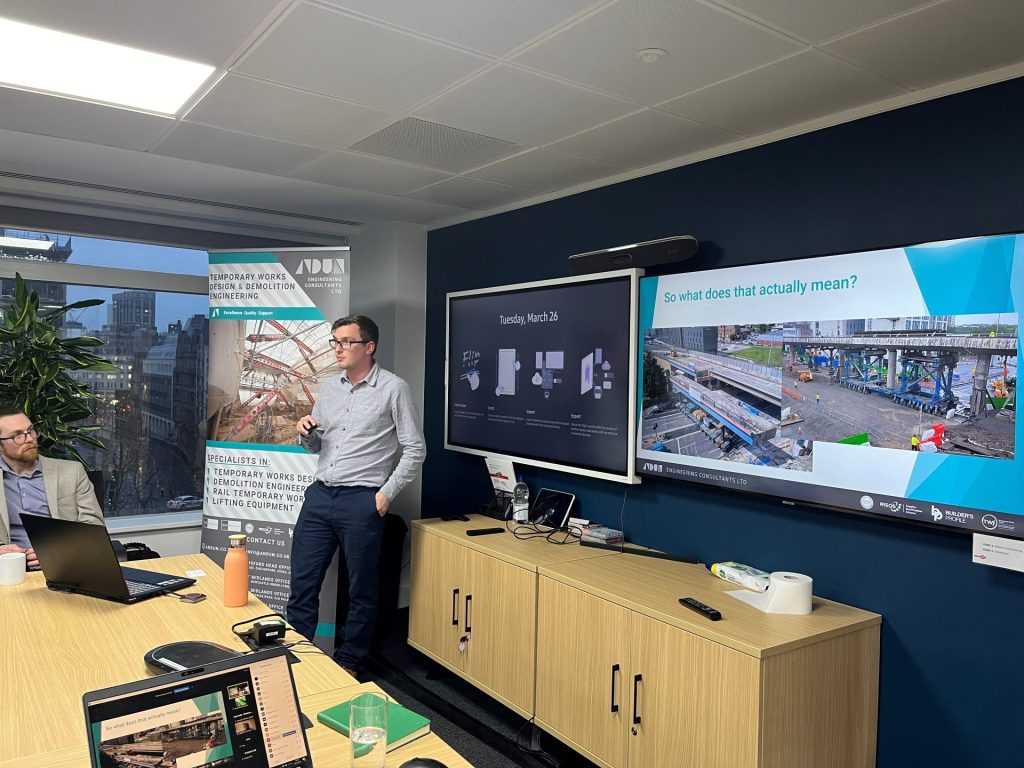 James Dunlop giving a talk on temporary works for the Istructe