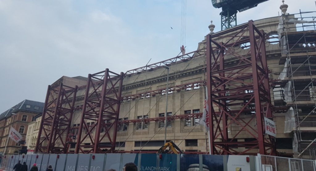 Facade retention scheme at the Majestic in Leeds